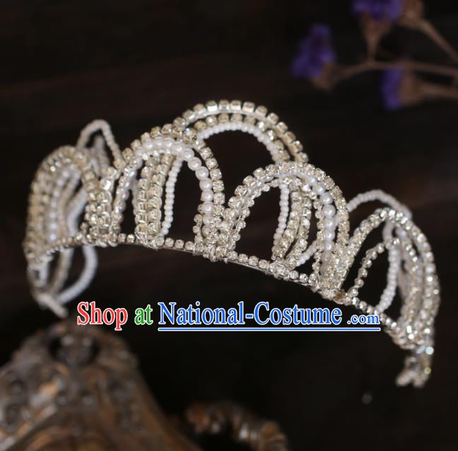 Top Grade European Wedding Crystal Royal Crown Bride Hair Accessories Beads Headwear