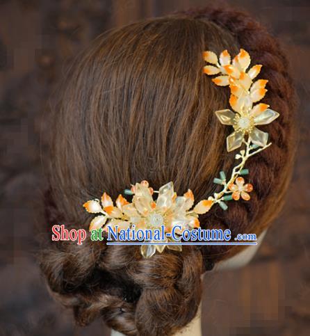 China Traditional Wedding Flowers Hair Sticks and Hair Comb Tassel Hairpins Earrings Ancient Bride Hair Accessories