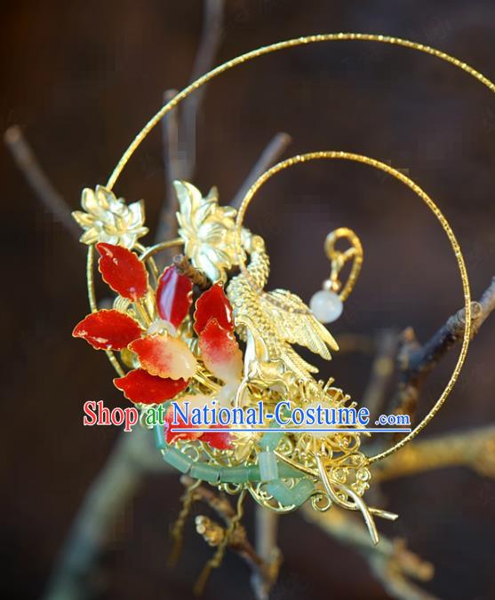 China Traditional Wedding Hair Crown and Tassel Hairpins Earrings Ancient Bride Hair Accessories