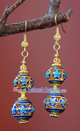 Top Grade China Qing Dynasty Bride Jewelry Accessories Ancient Court Empress Cloisonne Earrings