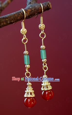 Top Grade Traditional Qing Dynasty Ear Accessories China Ancient Court Empress Agate Earrings Jade Jewelry