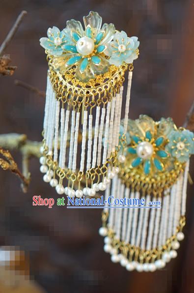 China Ancient Bride Tassel Hair Sticks Traditional Wedding Hair Accessories Hairpins Hair Combs Full Set