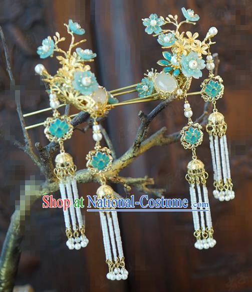 China Ancient Bride Tassel Hair Sticks Traditional Wedding Hair Accessories Hairpins Hair Combs Full Set