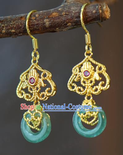 Top Grade Traditional Qing Dynasty Jade Ear Jewelry Accessories China Ancient Court Woman Earrings