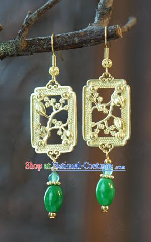 Top Grade Ancient Queen Jade Earrings China Hanfu Accessories Qing Dynasty Court Ear Jewelry