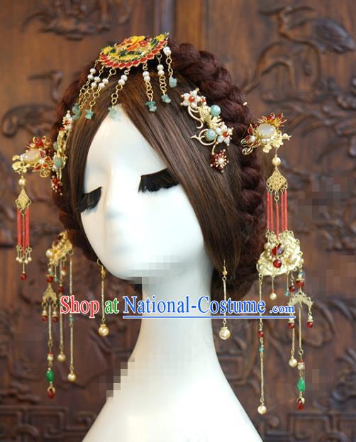 China Traditional Tassel Hair Sticks Ancient Wedding Bride Hair Accessories Hairpins Full Set