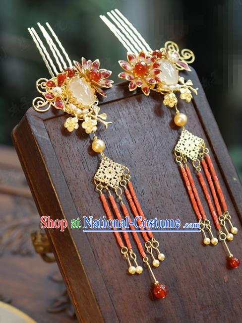 China Traditional Tassel Hair Sticks Ancient Wedding Bride Hair Accessories Hairpins Full Set