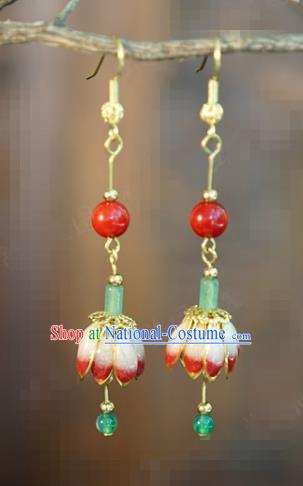 Top Grade Convallaria Ear Jewelry China Traditional Hanfu Accessories Ancient Bride Jade Earrings