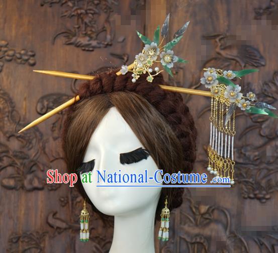 China Ancient Swordswoman Bamboo Hairpins Hair Accessories Traditional Hanfu Hair Sticks