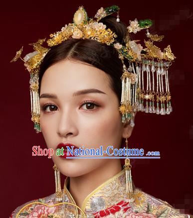 China Ancient Bride Hair Accessories Headwear Traditional Wedding Flowers Hair Crown and Hairpins