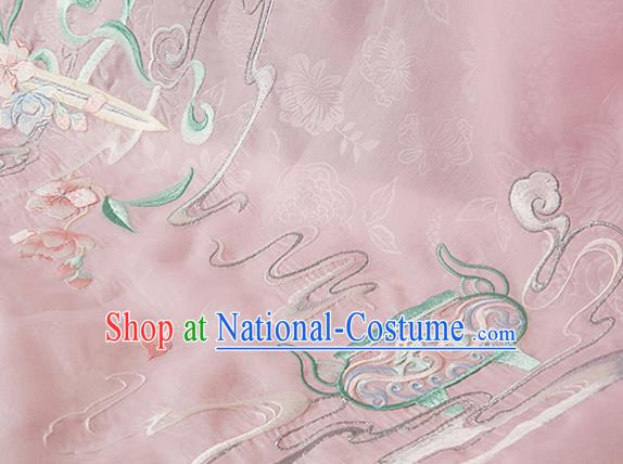 China Ancient Imperial Consort Hanfu Clothing Jin Dynasty Court Beauty Embroidered Pink Dress Apparels