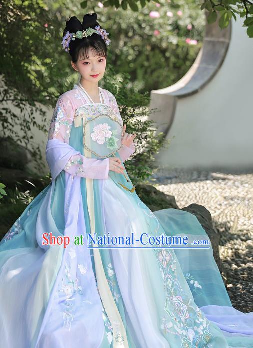 China Traditional Hanfu Clothing Ancient Court Lady Apparels Tang Dynasty Princess Embroidered Dress for Women