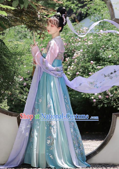 China Traditional Hanfu Clothing Ancient Court Lady Apparels Tang Dynasty Princess Embroidered Dress for Women