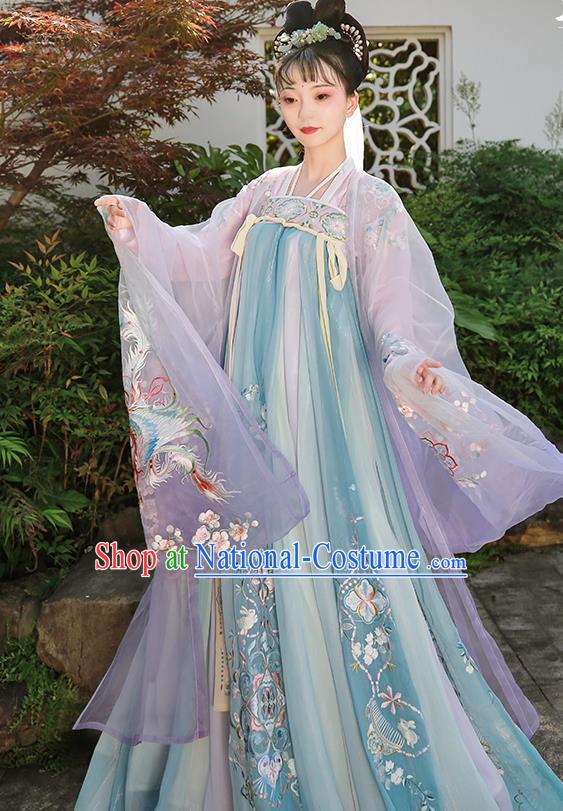 China Traditional Hanfu Clothing Ancient Court Lady Apparels Tang Dynasty Princess Embroidered Dress for Women