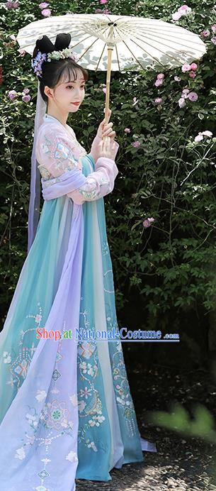 China Traditional Hanfu Clothing Ancient Court Lady Apparels Tang Dynasty Princess Embroidered Dress for Women