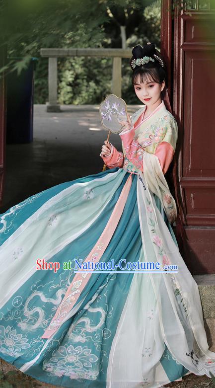 China Traditional Tang Dynasty Royal Princess Hanfu Dress Clothing Ancient Palace Lady Costumes