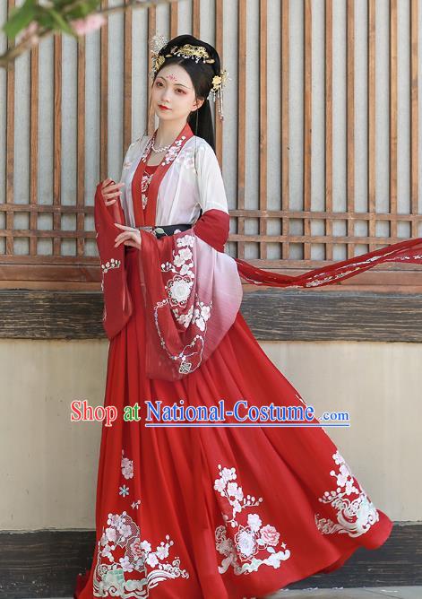 China Ancient Young Beauty Costumes Traditional Tang Dynasty Court Woman Hanfu Dress Historical Clothing