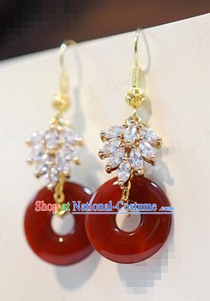 Top Grade Ancient Bride Agate Earrings China Traditional Hanfu Accessories Crystal Ear Jewelry