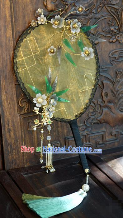 Chinese Ancient Wedding Prop Traditional Jewelry Accessories Handmade Court Silk Plum Palace Fan