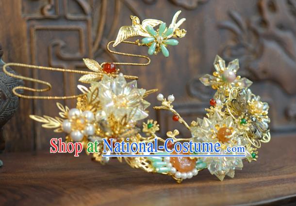 China Ancient Bride Hair Accessories Traditional Wedding Xiuhe Suit Tassel Hairpins Complete Set