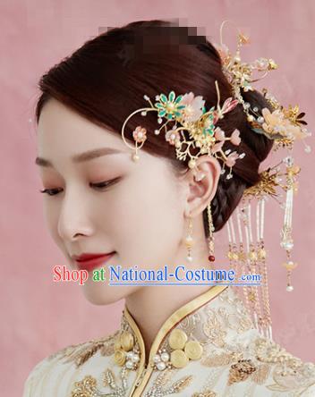 China Traditional Xiuhe Suit Hair Combs Ancient Bride Hairpins Wedding Luxury Hair Accessories Full Set