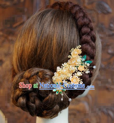 China Ancient Princess Hairpin Traditional Xiuhe Suit Hair Accessories Wedding Bride Flowers Hair Comb