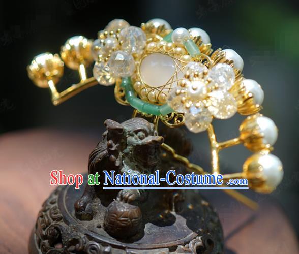 China Wedding Little Hair Crown Traditional Xiuhe Suit Hair Accessories Ancient Chalcedony Hair Stick Jewelry