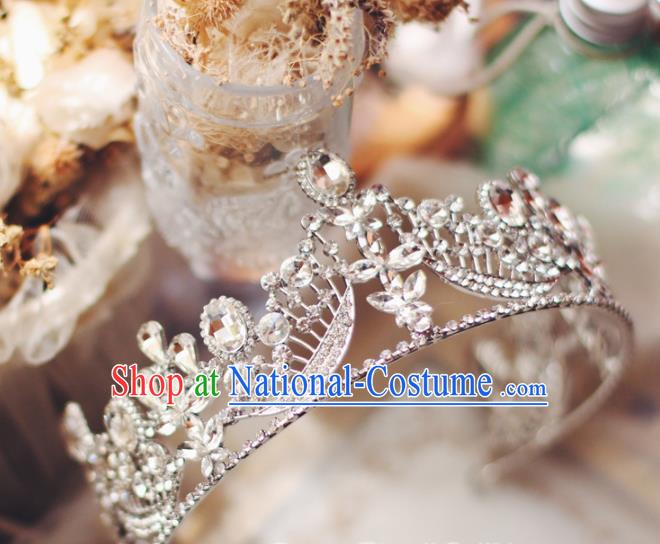 European Crystal Hair Clasp Retro Zircon Royal Crown Wedding Bride Hair Accessories