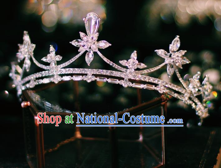 Baroque Retro Zircon Royal Crown European Wedding Bride Hair Accessories Crystal Hair Clasp