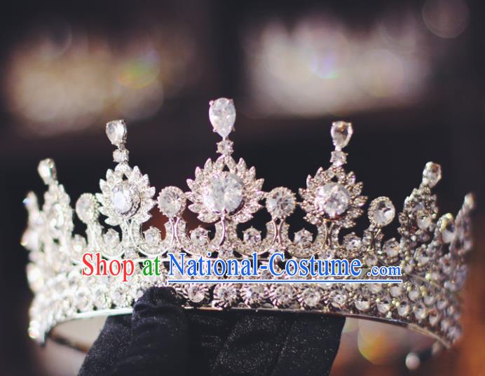 Baroque Retro Zircon Royal Crown Princess Crystal Hair Clasp European Wedding Bride Hair Accessories