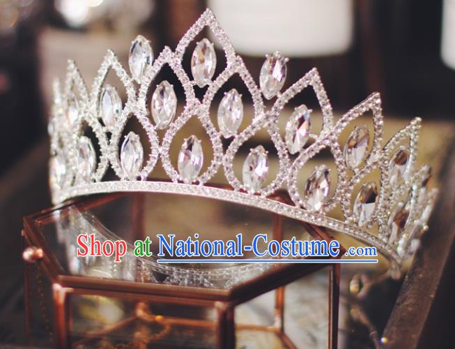 European Princess Birthday Hair Clasp Handmade Wedding Bride Hair Accessories Baroque Retro Crystal Royal Crown