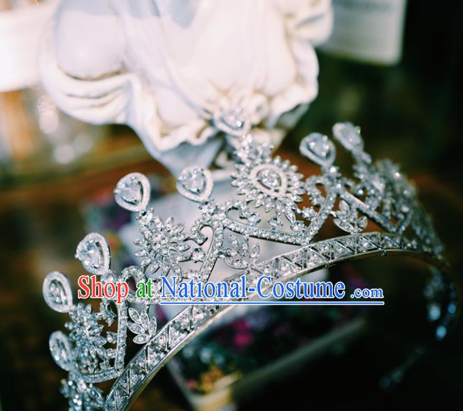 European Queen Zircon Hair Clasp Handmade Wedding Bride Hair Accessories Baroque Royal Crown