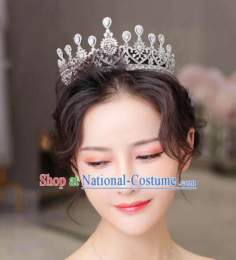 European Queen Zircon Hair Clasp Handmade Wedding Bride Hair Accessories Baroque Royal Crown