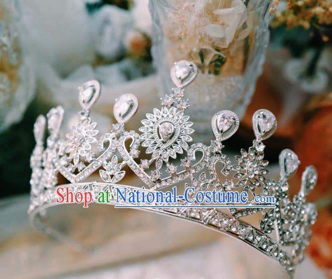 European Queen Zircon Hair Clasp Handmade Wedding Bride Hair Accessories Baroque Royal Crown