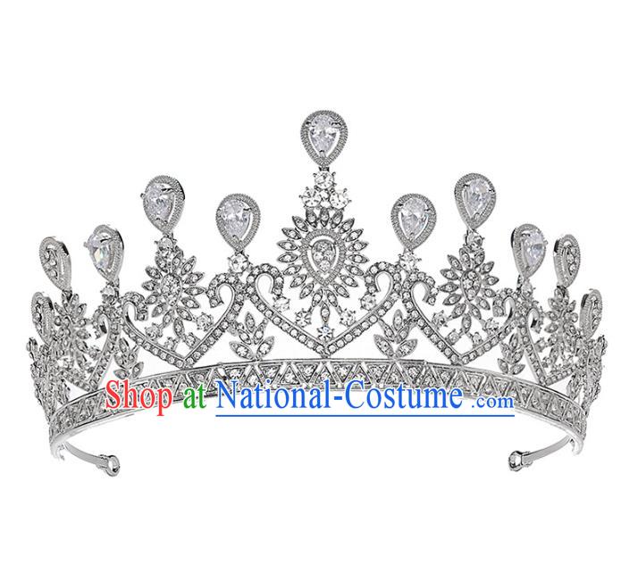 European Queen Zircon Hair Clasp Handmade Wedding Bride Hair Accessories Baroque Royal Crown