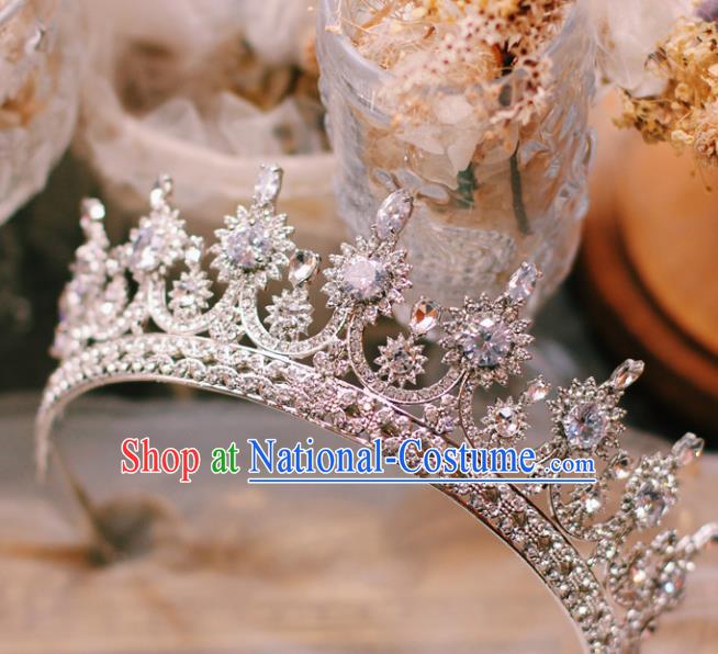 European Court Hair Accessories Wedding Bride Hair Clasp Handmade Baroque Argent Crystal Royal Crown