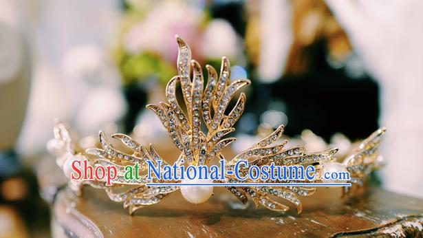 Handmade Court Retro Hair Accessories Baroque Bride Headwear European Wedding Golden Royal Crown