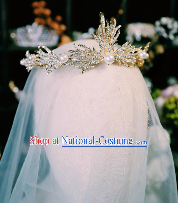 Handmade Court Retro Hair Accessories Baroque Bride Headwear European Wedding Golden Royal Crown