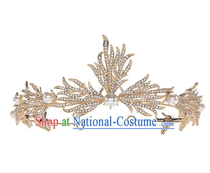 Handmade Court Retro Hair Accessories Baroque Bride Headwear European Wedding Golden Royal Crown