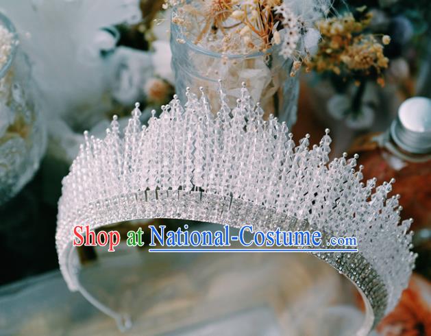 Handmade Wedding Beads Royal Crown Baroque Bride Hair Accessories European Headband