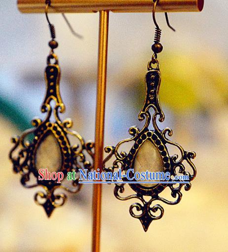 Top Grade Baroque Bride Ear Jewelry European Black Earrings Accessories