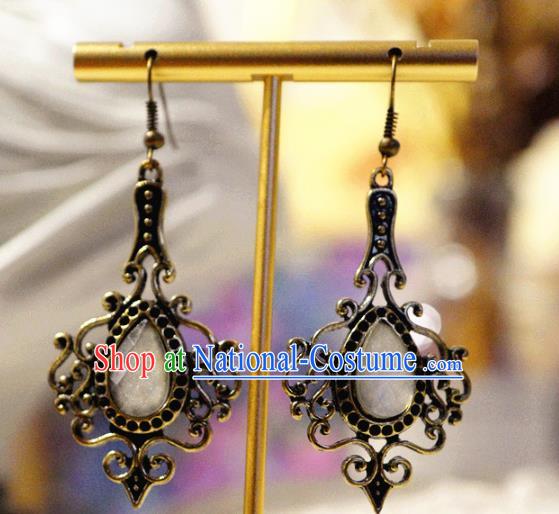 Top Grade Baroque Bride Ear Jewelry European Black Earrings Accessories