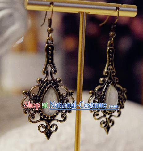 Top Grade Baroque Bride Ear Jewelry European Black Earrings Accessories