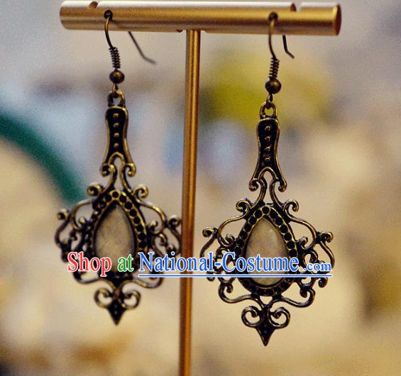 Top Grade Baroque Bride Ear Jewelry European Black Earrings Accessories