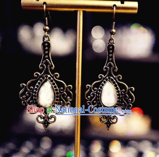 Top Grade Baroque Bride Ear Jewelry European Black Earrings Accessories