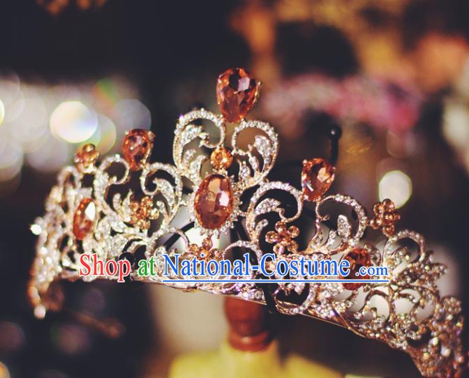 European Princess Birthday Hair Clasp Handmade Baroque Bride Royal Crown Wedding Hair Accessories