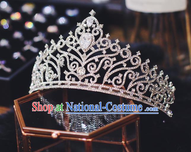 European Wedding Crystal Royal Crown Handmade Court Hair Accessories Baroque Princess Argent Hair Clasp