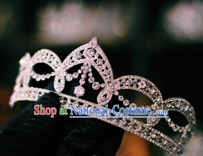 Handmade Baroque Bride Royal Crown European Court Princess Headwear Wedding Crystal Hair Accessories