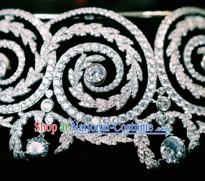 Baroque Zircon Royal Crown European Princess Headwear Handmade Wedding Luxury Jewelry Accessories