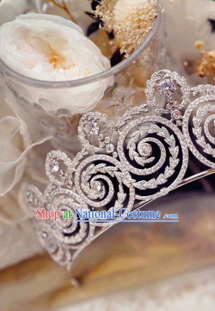 Baroque Zircon Royal Crown European Princess Headwear Handmade Wedding Luxury Jewelry Accessories